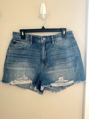 KanCan Women's High Rise Distressed Denim/Jean Shorts Size 11 / 29